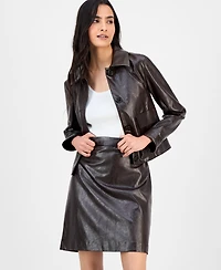 Anne Klein Women's Faux Leather Mini Skirt