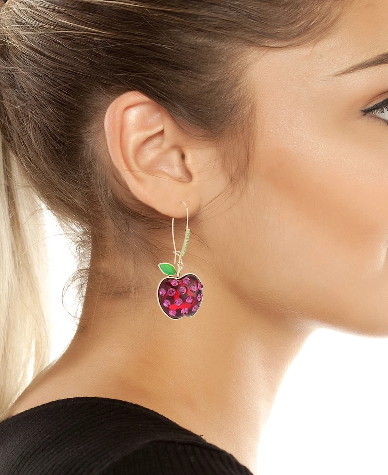 Betsey Johnson Faux Stone Straight Apple Dangle Drop Earrings