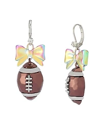 Betsey Johnson Faux Stone Kick Off Bow Football Drop Earrings