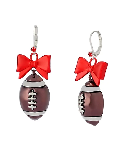 Betsey Johnson Faux Stone Kick Off Bow Football Drop Earrings