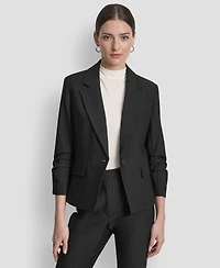 Dkny Women's Pinstripe Ruched-Sleeve One-Button Blazer