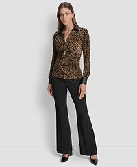 Dkny Women's Knot-Front Long-Sleeve Blouse