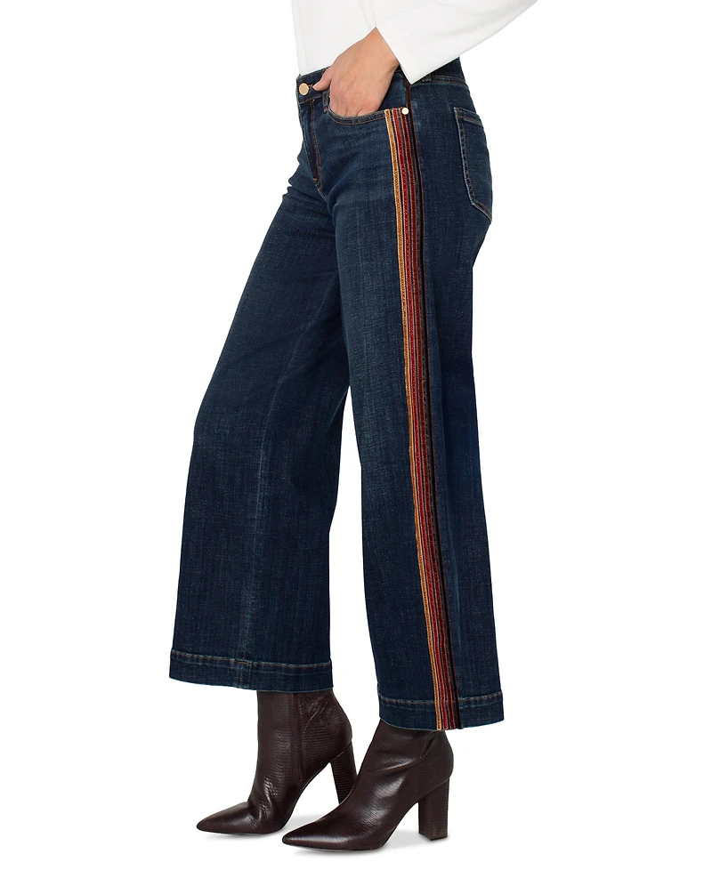 Liverpool Los Angeles Women's Mid-Rise Stride Wide-Leg Velvet-Trim Jeans