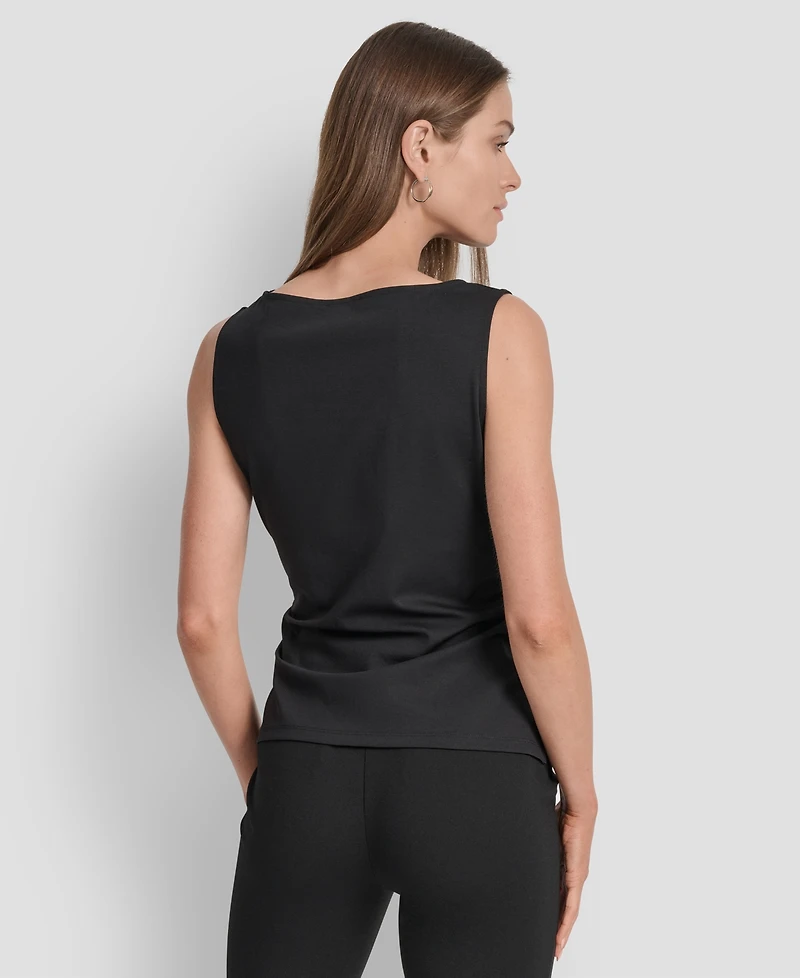 Dkny Women's Sleeveless Side-Slit Ruched Top