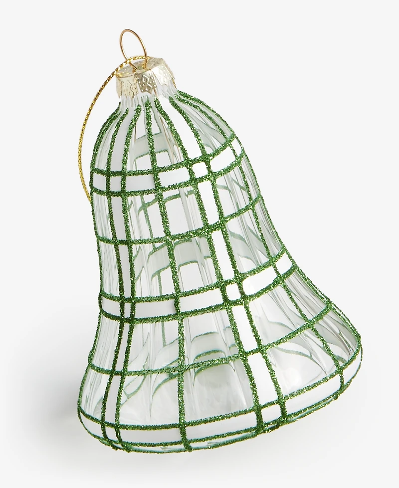 Holiday Lane Enchanted Emerald Glittered Glass Bell Ornament, Macy's Exclusive