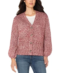 Liverpool Los Angeles Women's Long-Sleeve Button-Front Cardigan