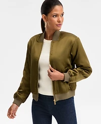 I.n.c. International Concepts Women's Satin Bomber Jacket, Macy's Exclusive