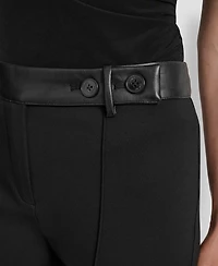 Dkny Women's Faux-Leather-Trim Ponte Bootcut Pants