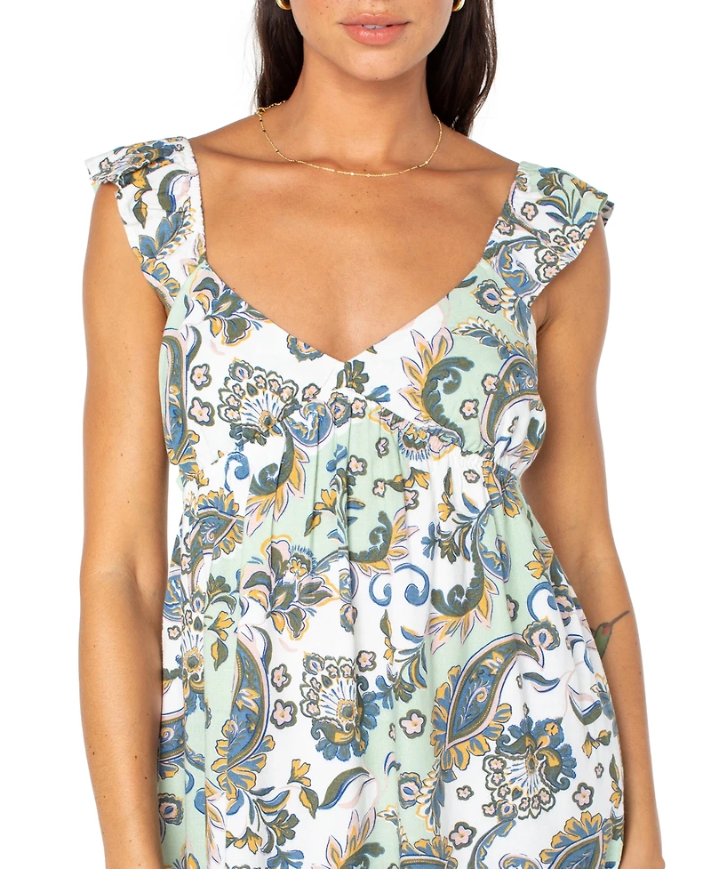 Roxy Juniors' Paisley-Print Palmy Days Flutter-Sleeve Mini Dress