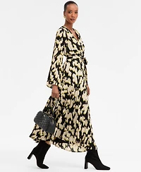 I.n.c. International Concepts Women's Printed Surplice-Neck Maxi Dress, Macy's Exclusive