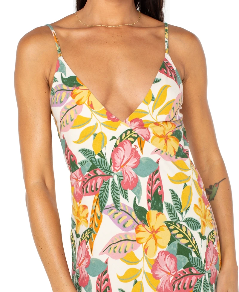 Roxy Juniors' Floral-Print Lost Paradise Tie-Beck Maxi Dress