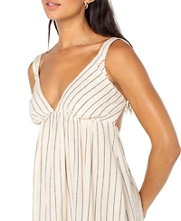 Roxy Juniors' Wilder Coast Striped V-Neck Tie-Back Maxi Dress