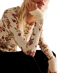 Free People Women's Pretty Little Printed Cotton Thermal Top