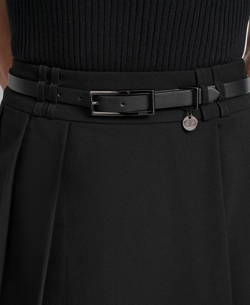 Dkny Women's Lined Belted Pleated Mini Skirt