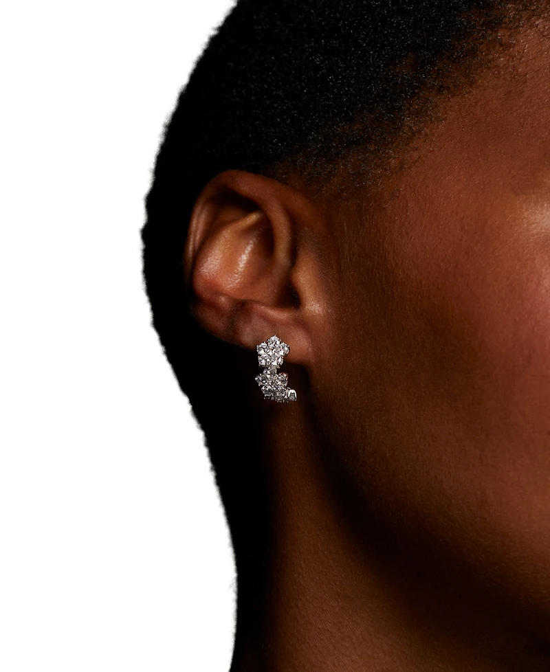 Eliot Danori Cubic Zirconia Flower J-Hoop Earrings, Exclusively at Macy's