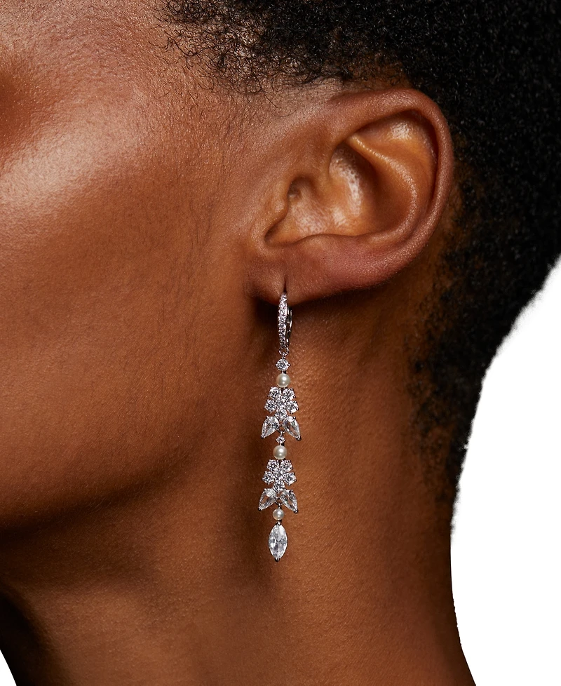 Eliot Danori Cubic Zirconia & Imitation Pearl Linear Drop Earrings, Exclusively at Macy's
