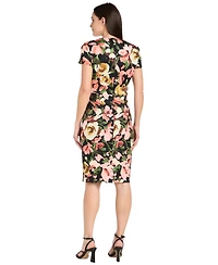 R & M Richards Women's Floral-Print Short-Sleeve Dress