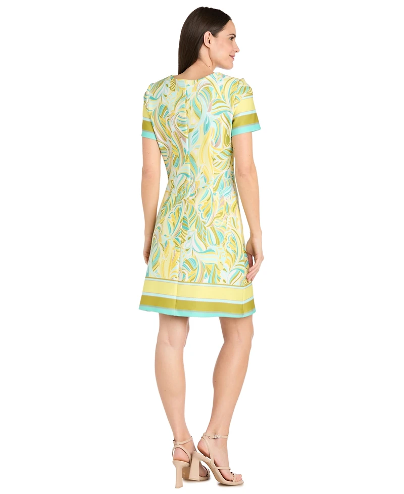 R & M Richards Women's Printed Short-Sleeve Knee-Length Dress