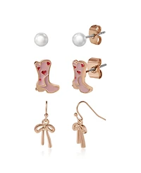 Jessica Simpson Imitation Gold Plated 3-Pack Stud Earrings Set