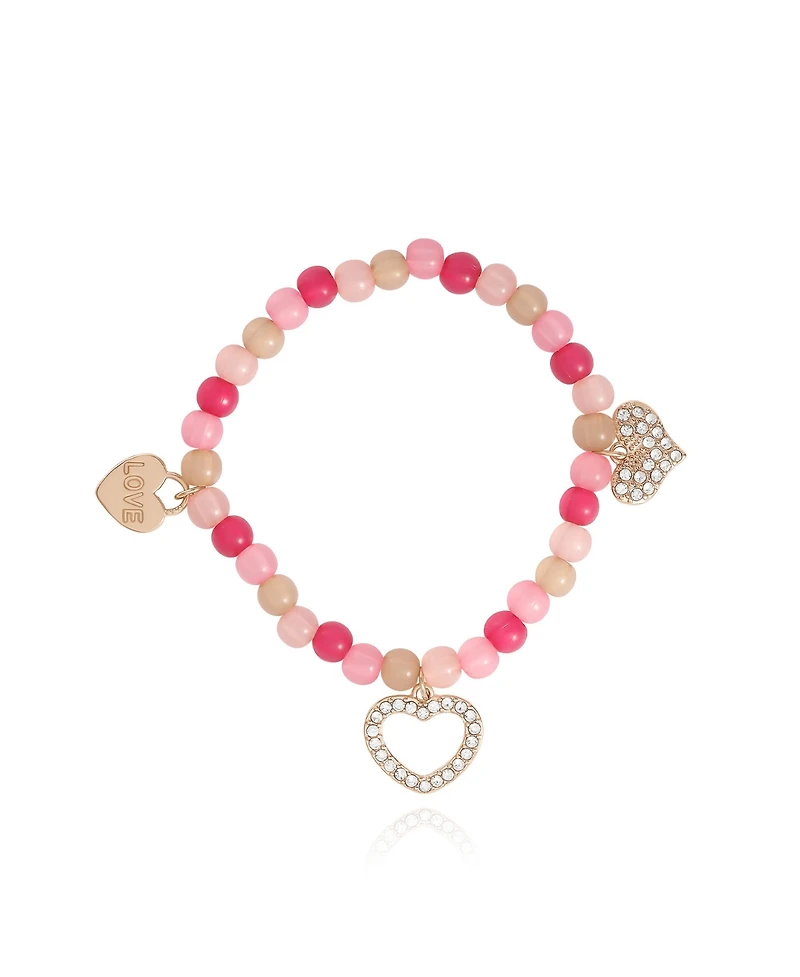 Jessica Simpson Kids Pink Heart Charm Bracelet & Earrings Set