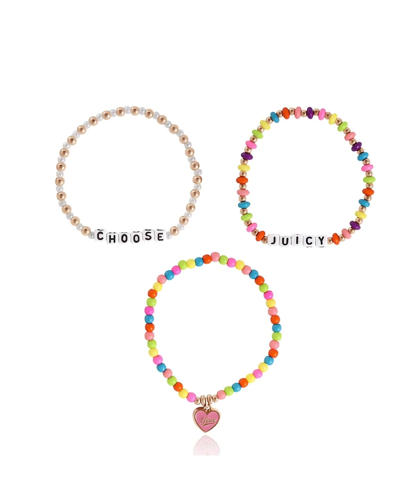 Juicy Couture Kids Choose Juicy Heart Charm 3 Piece Beaded Jewelry