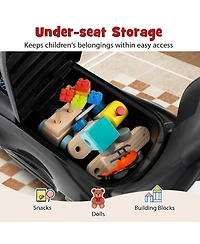 Gymax Toddler 3-in-1 Push Car w/Adjustable Canopy Under Seat Storage Realistic Sounds