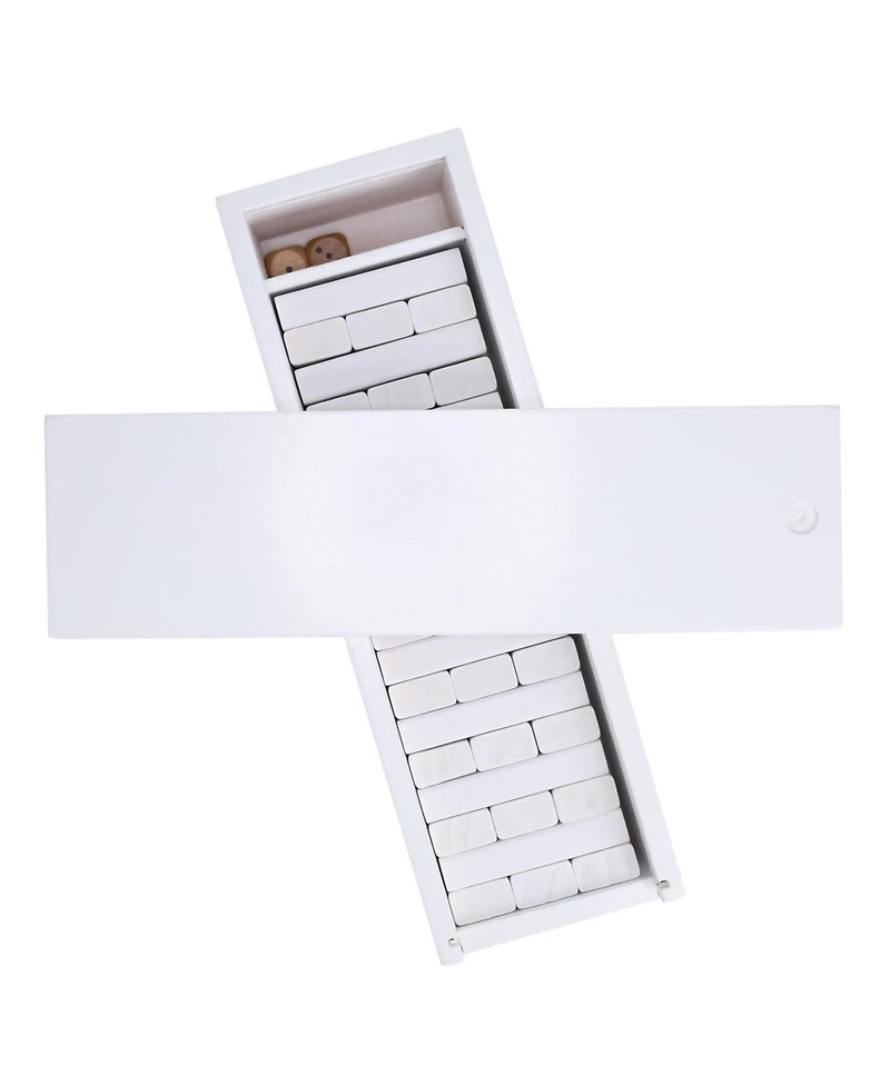We Games White Wooden Blocks Stacking Tower Game with White Wooden Box, 12 in.
