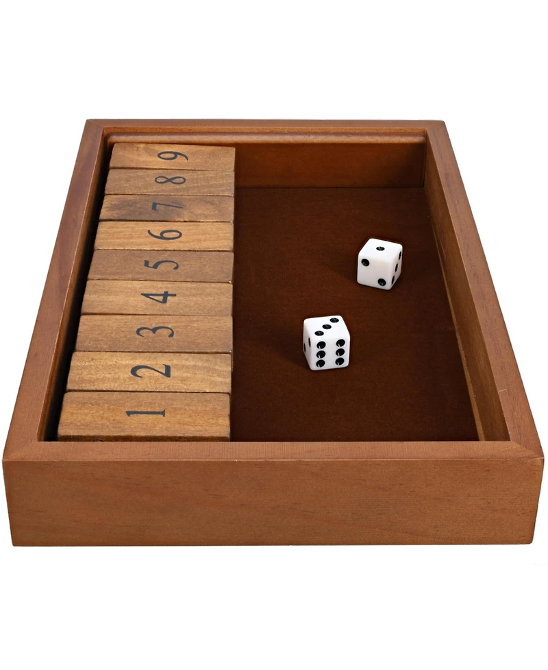 We Games 9 Number Shut the Box Board Game with Walnut Stained Wood, 11 in.