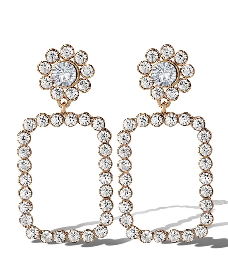 Jessica Simpson Gold-Tone Pave Rectangle Drop Earrings