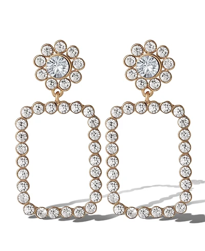 Jessica Simpson Gold-Tone Pave Rectangle Drop Earrings