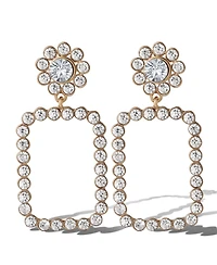 Jessica Simpson Gold-Tone Pave Rectangle Drop Earrings