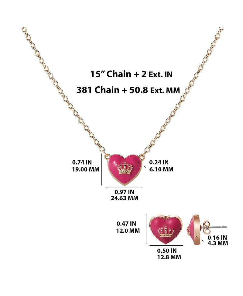 Juicy Couture 15? + 2? Crown Logo Heart Pendant Necklace ? Adjustable