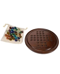 We Games Marble Solitaire Game - Solid Maple Wood with Glass Marbles in Assorted Colors - 12 in.