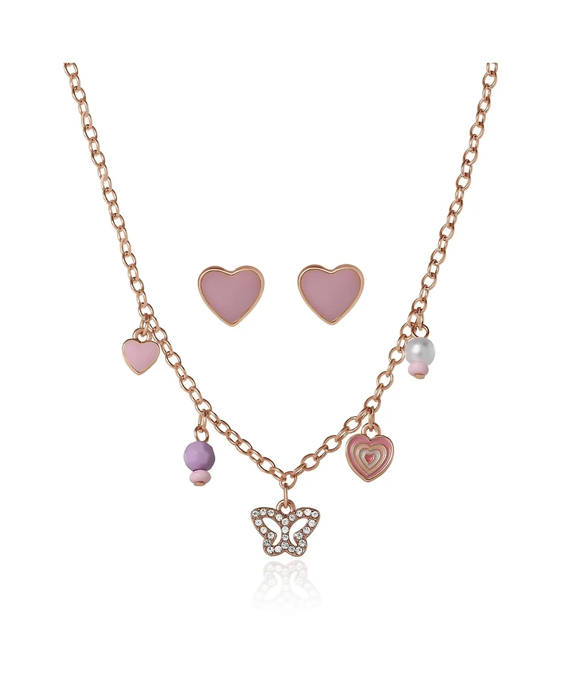 Jessica Simpson Kids Heart Charm Necklace and Earrings Set