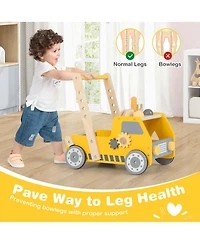 Costway 2-In-1 Montessori Wooden Baby Walker with Learning Activities Adjustable Speed