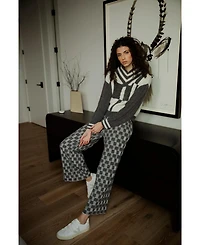 Sskein Women's Checkered V-Neck Sweater