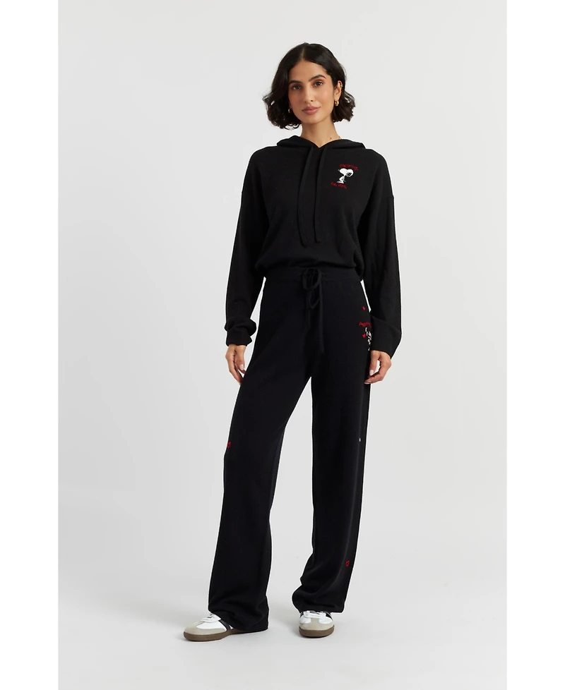 Chinti & Parker Women's Wool Cashmere Peanuts Wide-Leg Track Pants