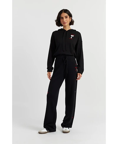Chinti & Parker Women's Wool Cashmere Peanuts Wide-Leg Track Pants