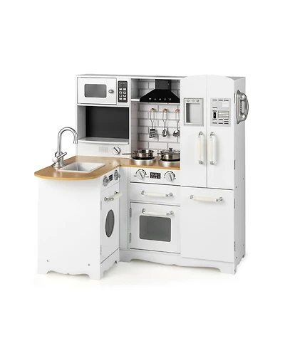 Mecale Wooden Kid's Corner Kitchen Playset with Stove for Toddlers