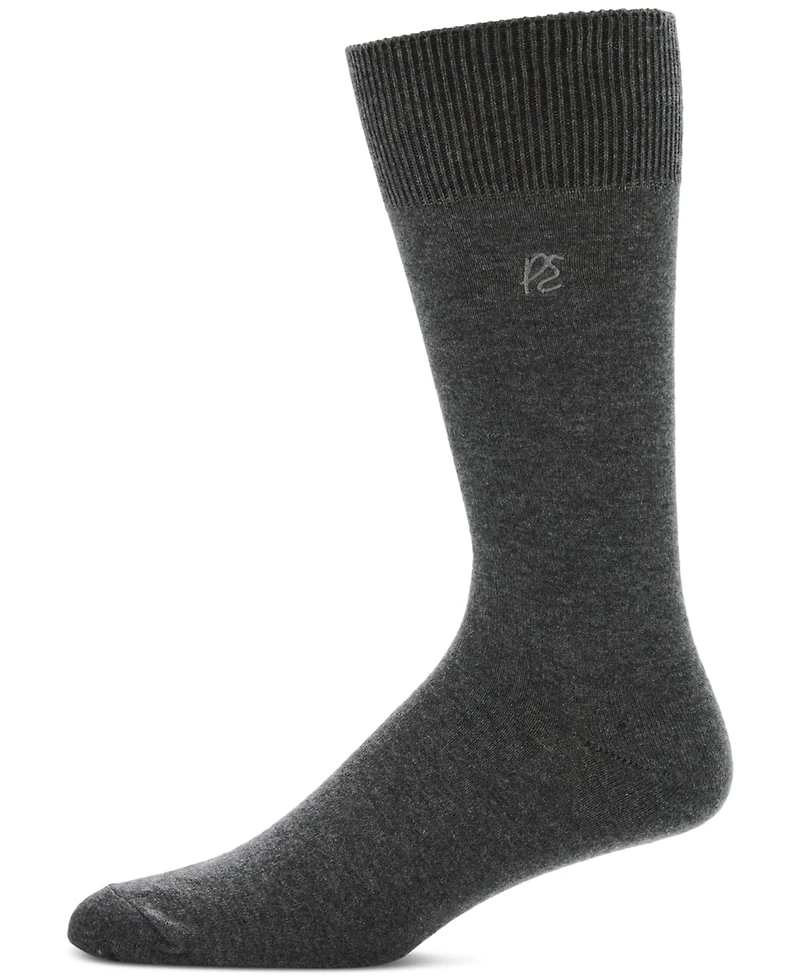 Perry Ellis Portfolio Men's Portfolio Flat Knit Logo Dress Socks
