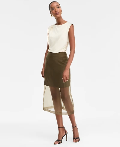 I.n.c. International Concepts Women's Sheer-Hem Midi Skirt, Macy's Exclusive