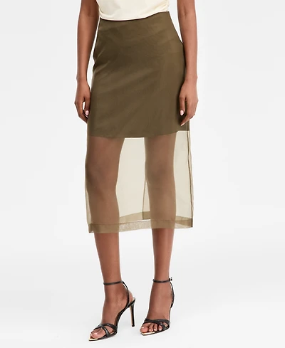 I.n.c. International Concepts Women's Sheer-Hem Midi Skirt, Macy's Exclusive
