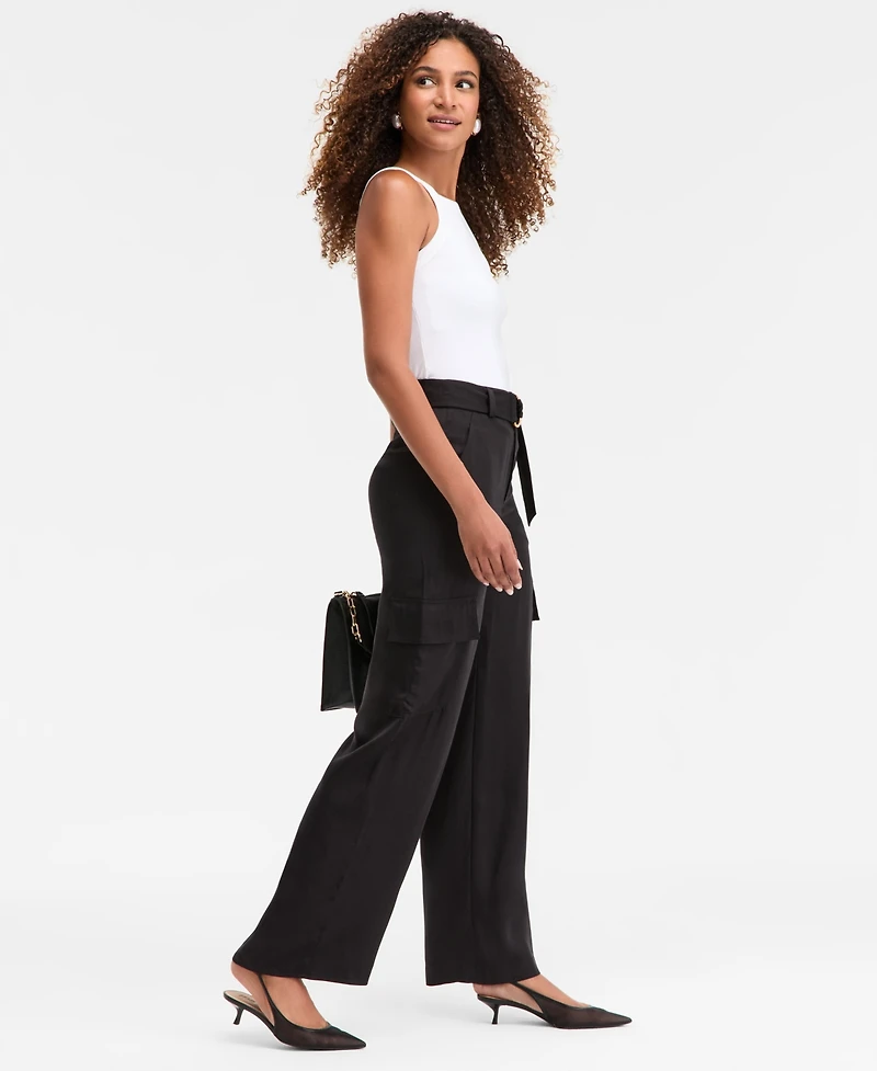 I.n.c. International Concepts Women's Belted High-Rise Cargo Pants, Macy's Exclusive