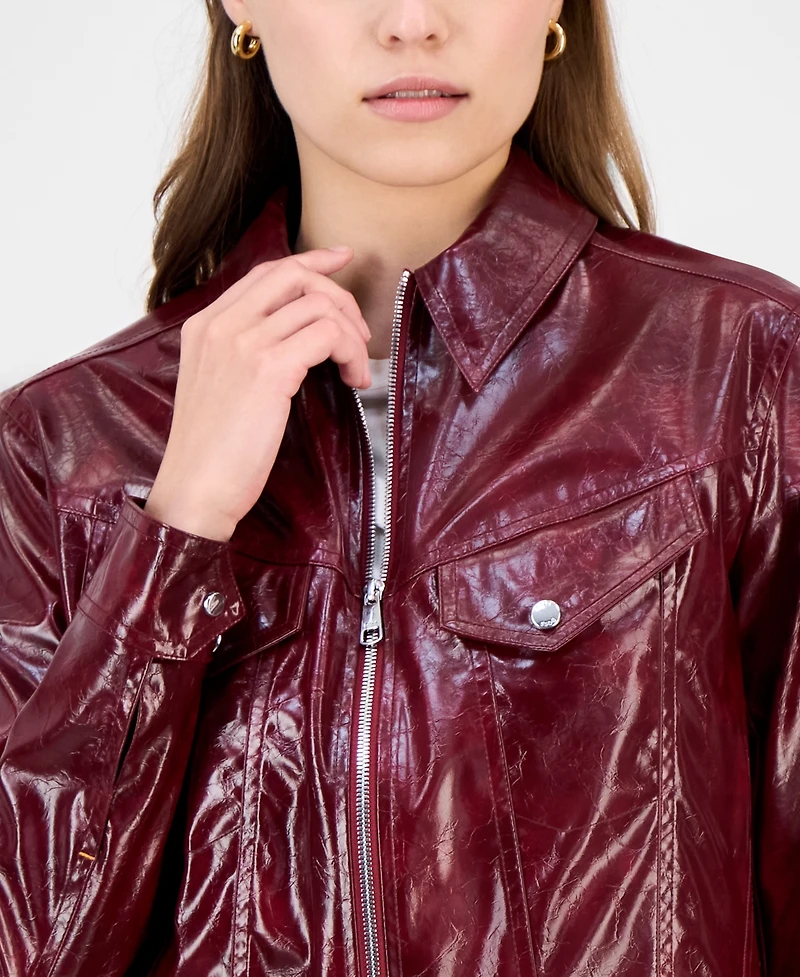 Boss Orange Women's Faux-Leather Cropped Jacket