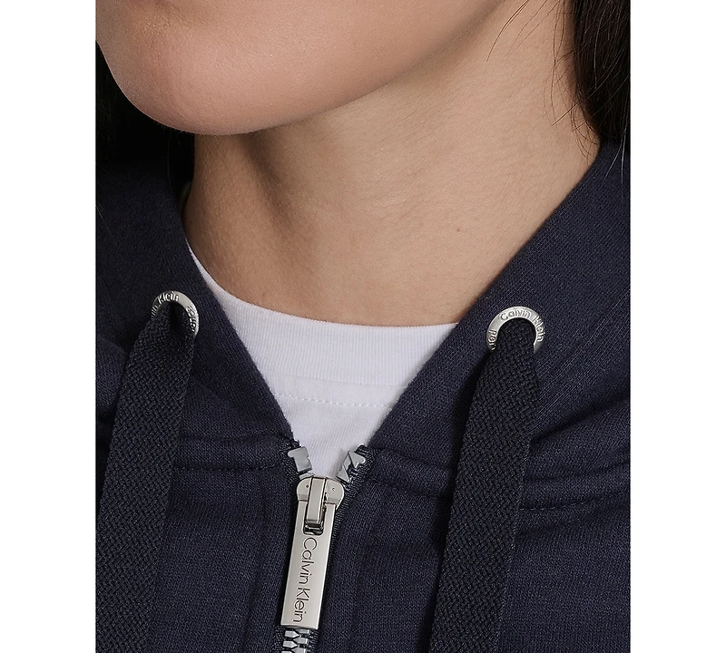 Calvin Klein Women's Fleece Crop Zip-Front Long-Sleeve Hoodie