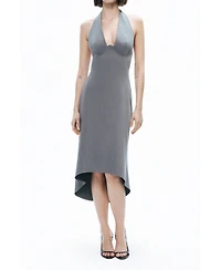 Nocturne Women's Tie Neck Asymmetrical Midi Dress