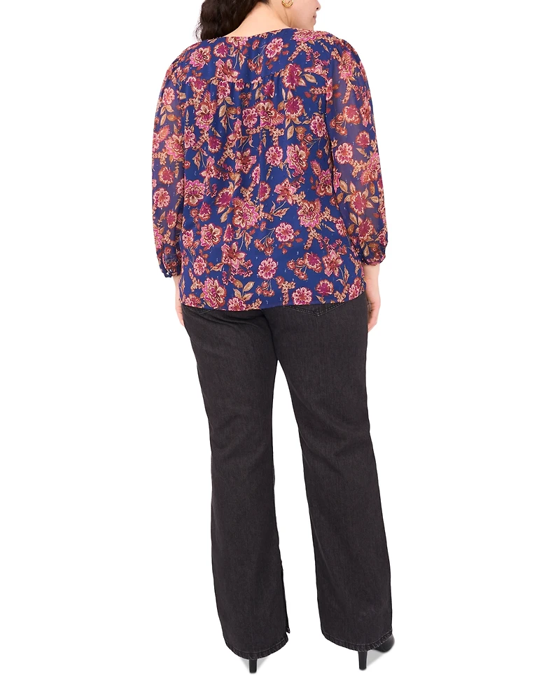 Vince Camuto Plus Long-Sleeve V-Neck Blouse