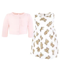 Hudson Baby Girls Lightweight Cotton Dress and Cardigan Set
