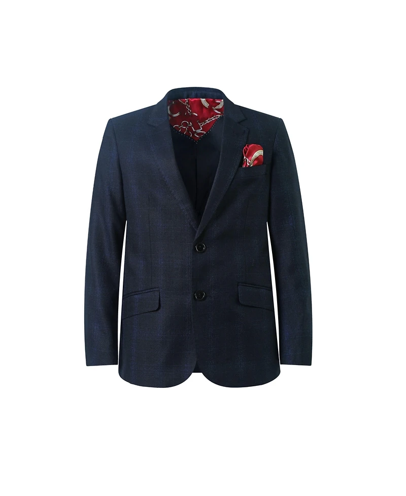 Elie Balleh Toddler Black Slim Fit Checkered Sports Coat Blazer