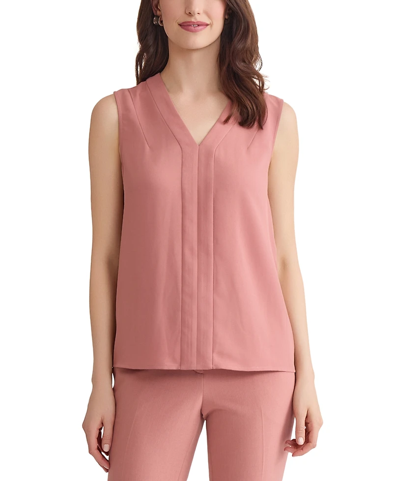 Kasper Women's Sleeveless V-Neck Top, Regular & Petite